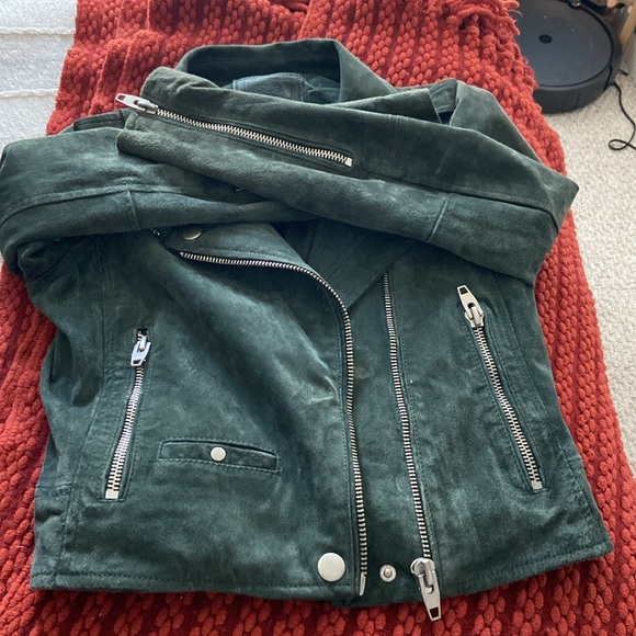 SL8 Green Suede Biker/Moto Jacket. Soft Genuine Leather. Hot hip gorgeous! Small - Picture 8 of 8